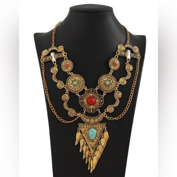 Boho statement necklace N65 - Picture 1 of 6